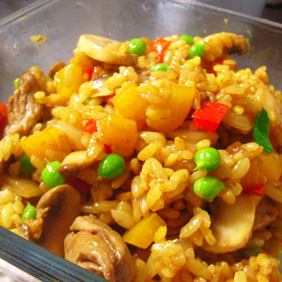 Arroz con curry Thai