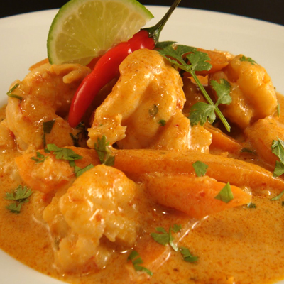 Langostino curry al estilo thai